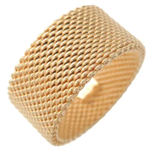Tiffany&Co. Somerset Mesh Ring Wide K18YG 750YG Yellow Gold US6 Used