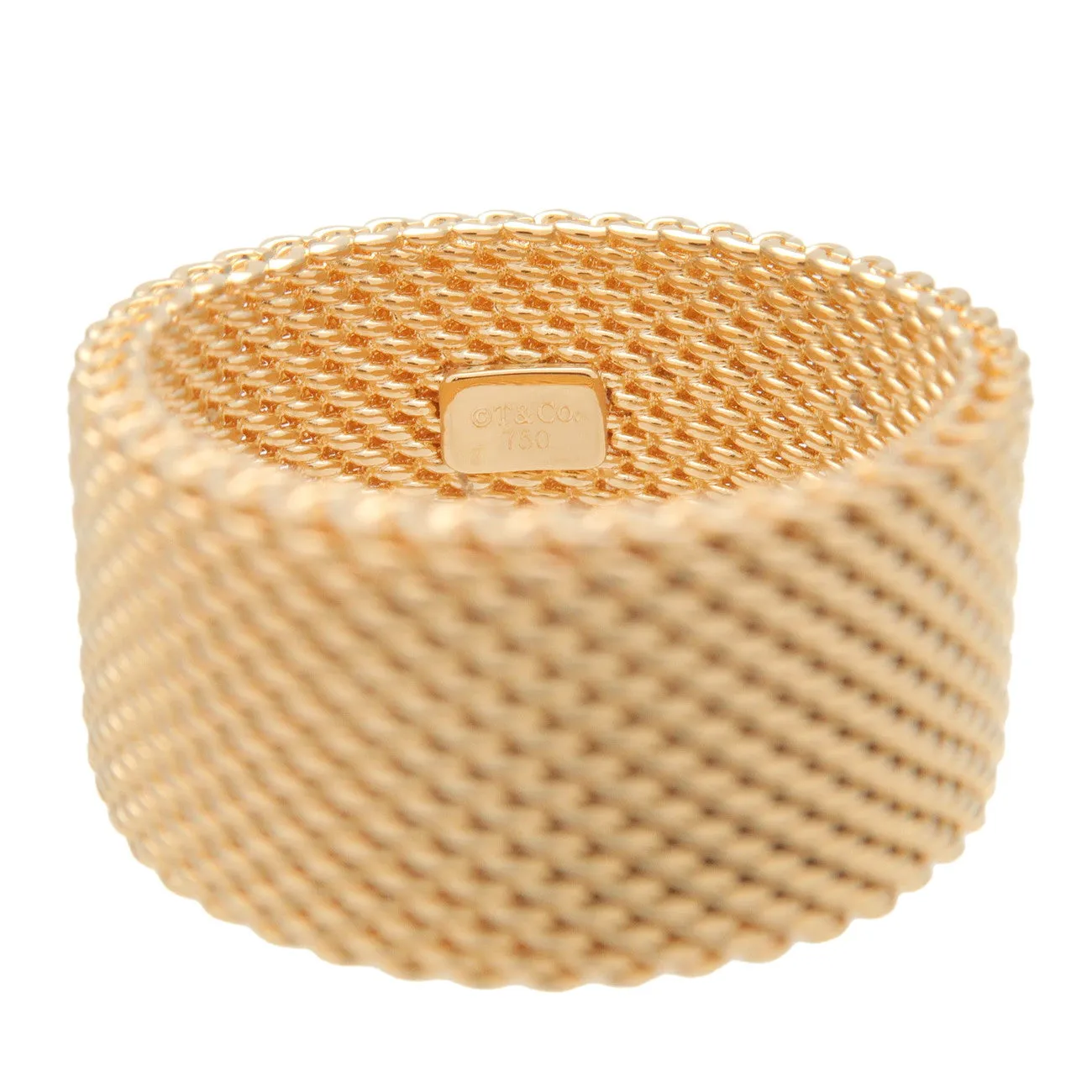 Tiffany&Co. Somerset Mesh Ring Wide K18YG 750YG Yellow Gold US6 Used