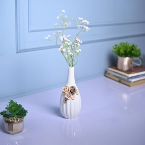 Timeless Beauty - White Cylindrical Vase dried green plant  