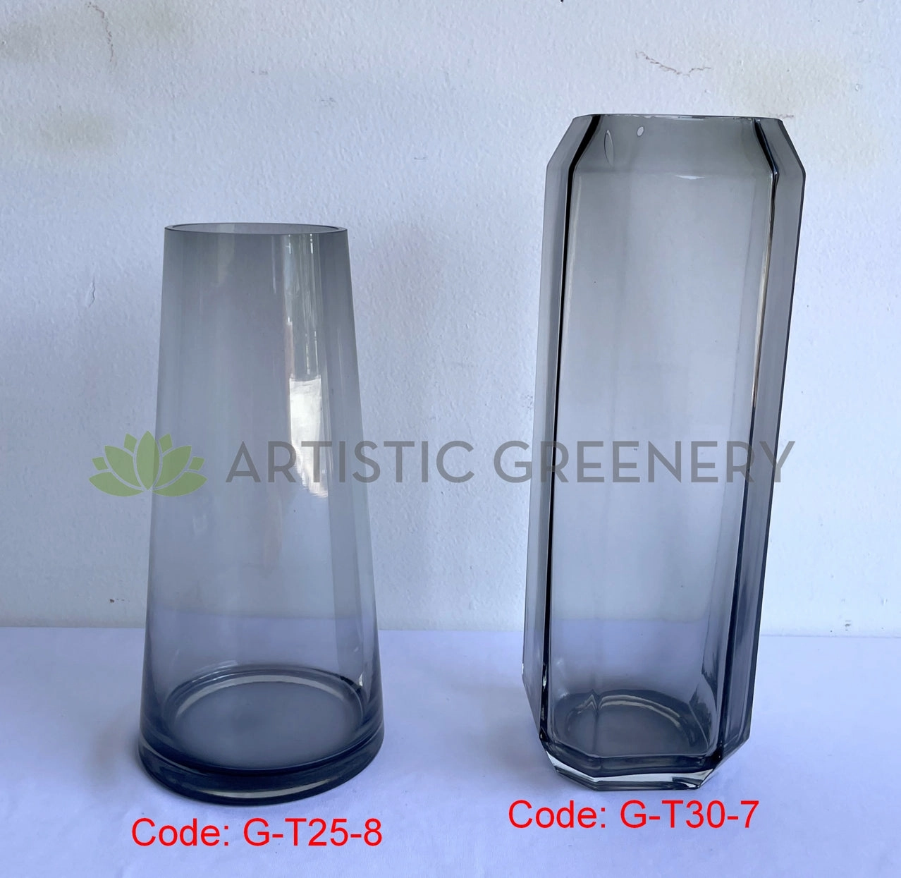 Tinted Glass Vase 2 Styles Round (Code: G-T25-8) / Square (Code: G-T30-7)