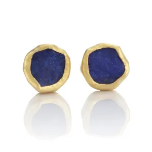 Tiny Lapis Rough-Cut Earrings