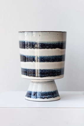 Toku Chalice Vase Indigo dried green plant  