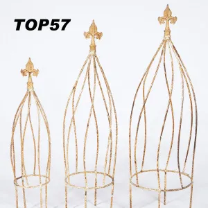Topiary with Finial Set of 3 dried flower branch  
