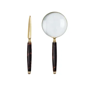 Tortoise Swirl Magnifier and Letter Opener Set dried flowers  