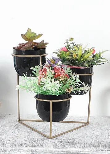 Triangle Stand Planter (Gold & Black) classic flowerpot  