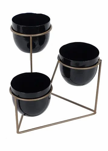 Triangle Stand Planter (Gold & Black)