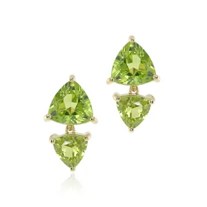 Trillion Drop Earrings in Peridots