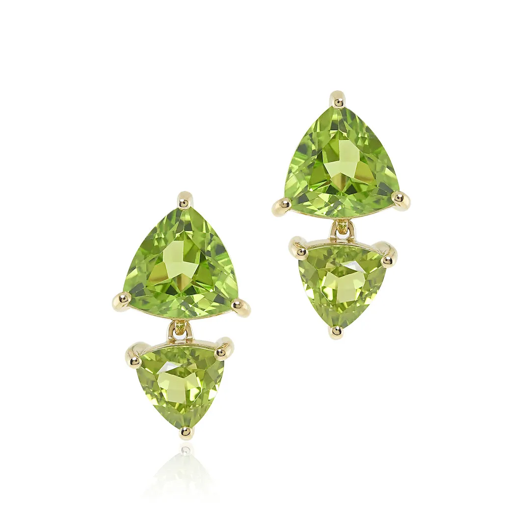 Trillion Drop Earrings in Peridots