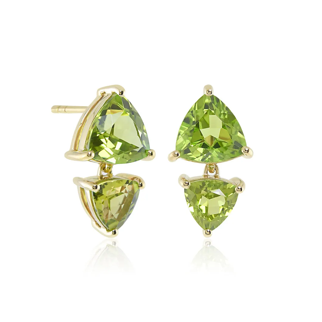 Trillion Drop Earrings in Peridots