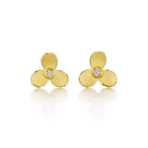Trillium & Diamond Stud Earrings
