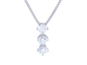 Trilogy 3 Diamond Drop Necklace in Platinum