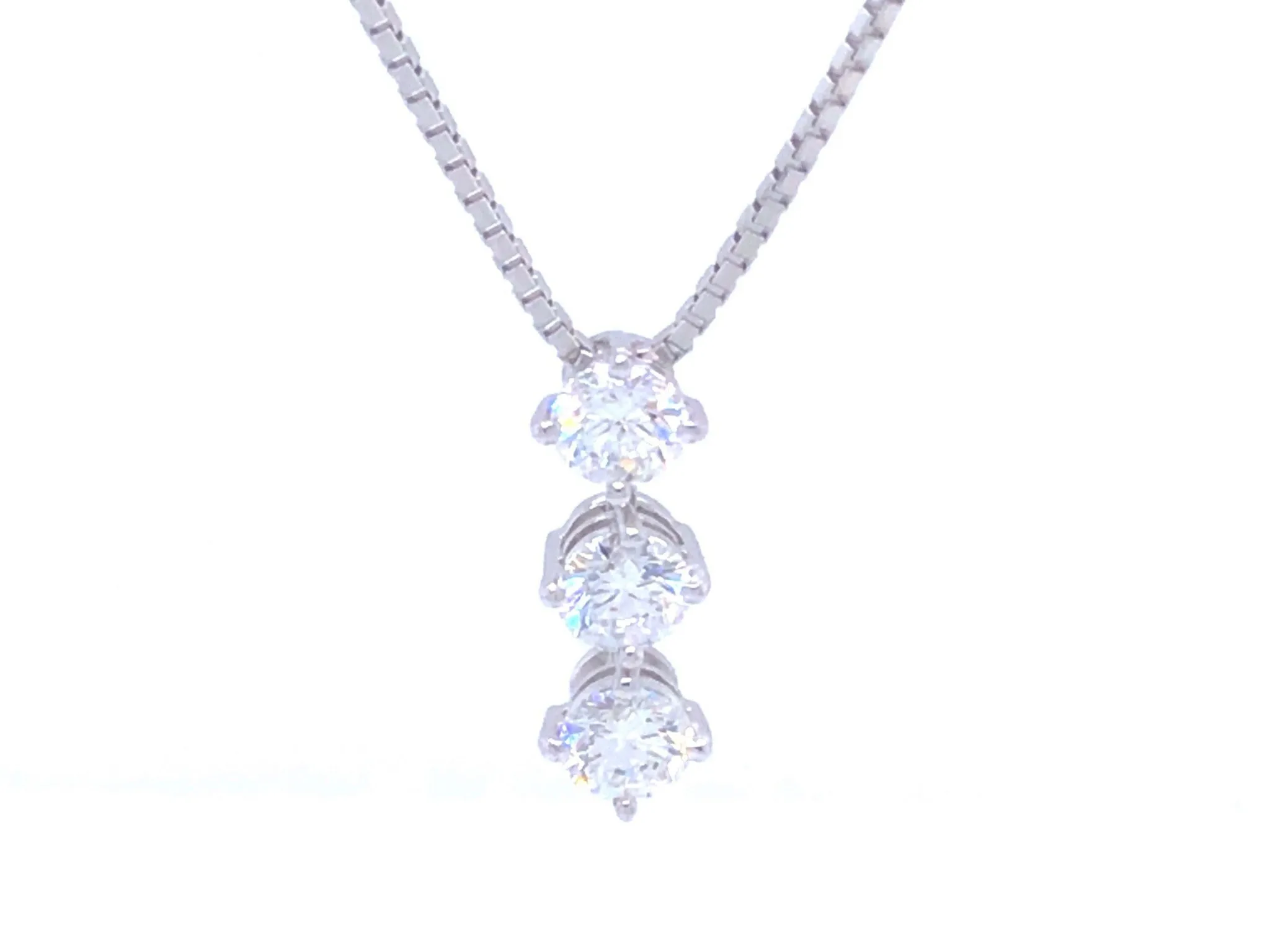 Trilogy 3 Diamond Drop Necklace in Platinum