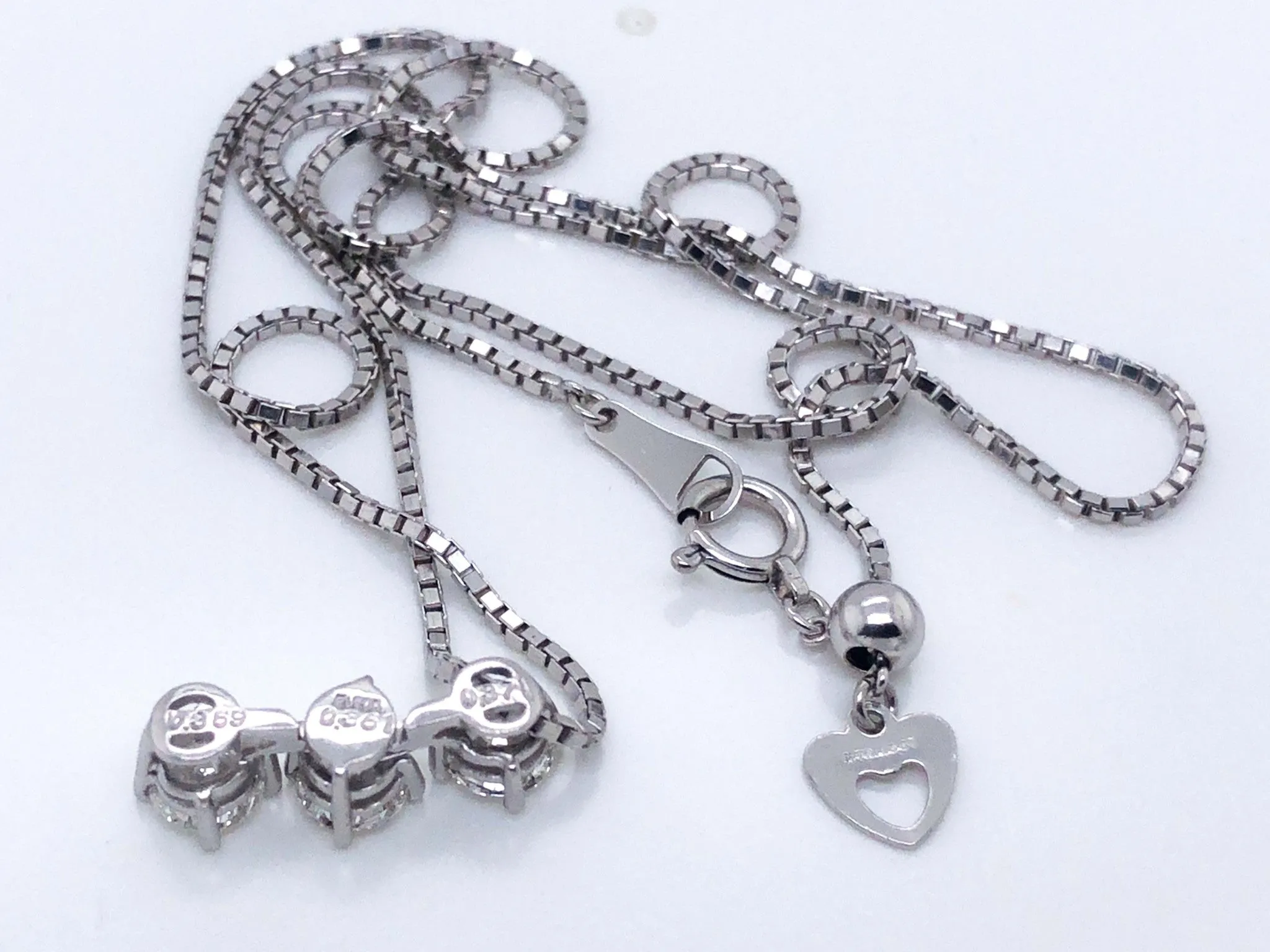 Trilogy 3 Diamond Drop Necklace in Platinum