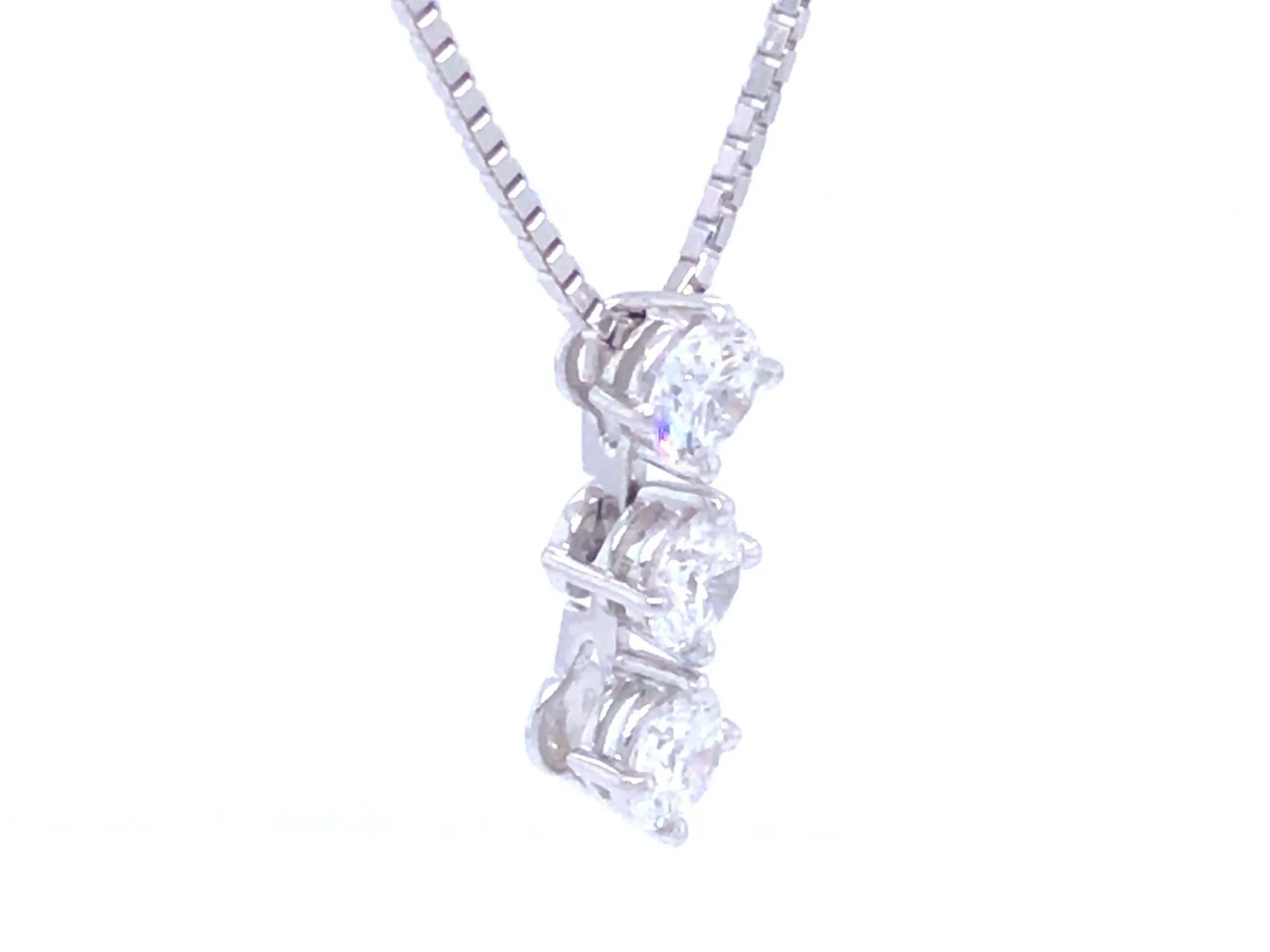 Trilogy 3 Diamond Drop Necklace in Platinum