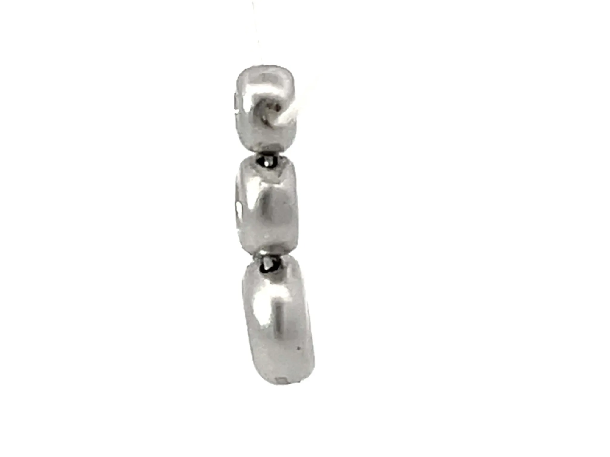 Triple Diamond Bead Drop Necklace Solid 14k White Gold