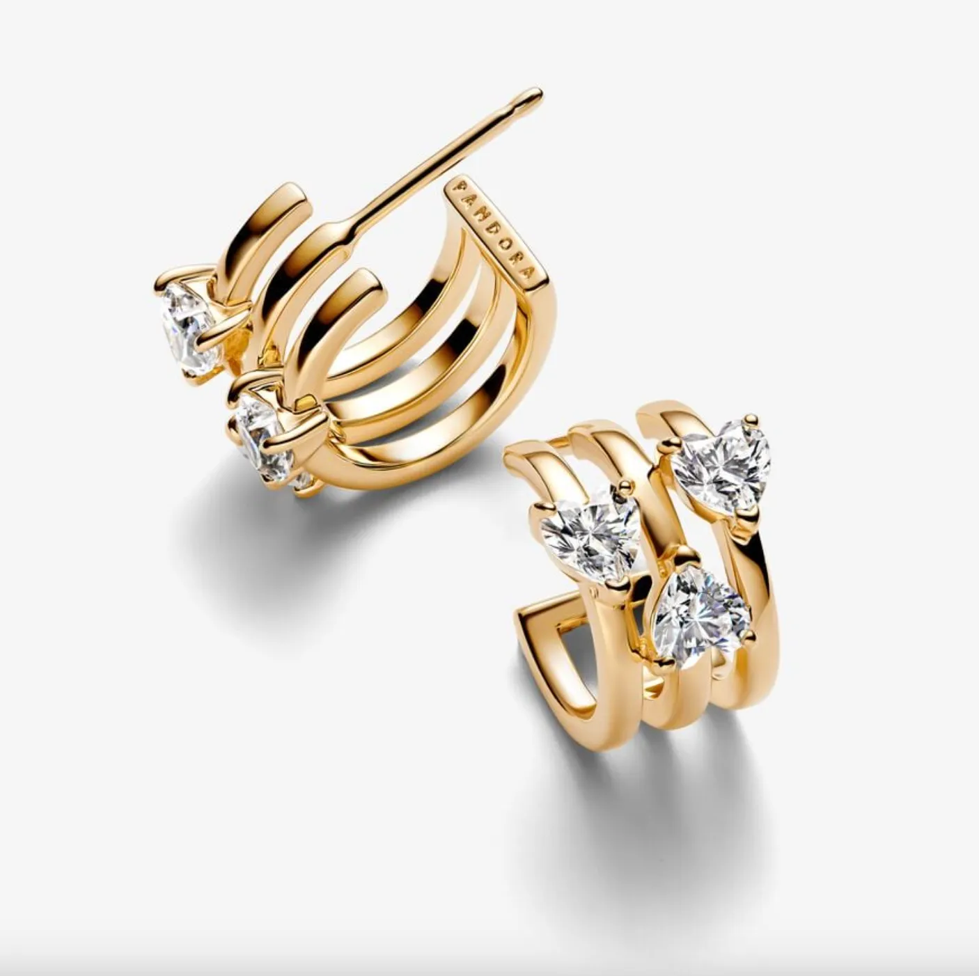 Triple Heart Hoop Earrings