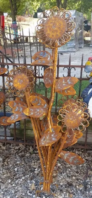 Triple Looped Sunflower dried flower branch  
