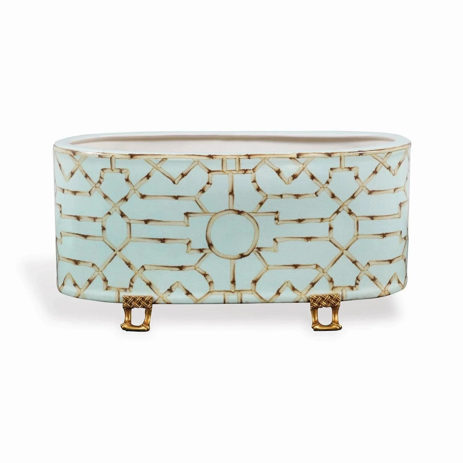 Turquoise Planter with Brass Accents plant seeds  