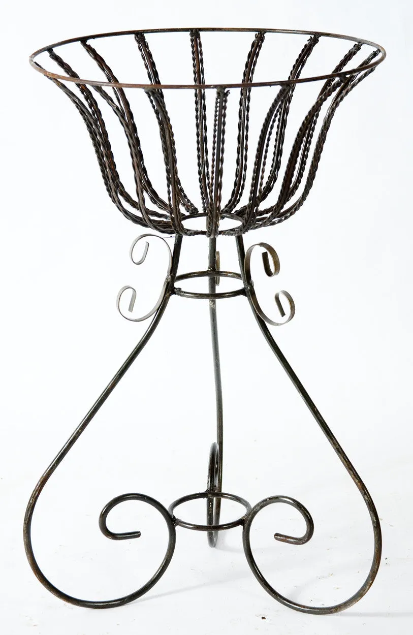 Twisted Wire Planter Iron Bowl dried flower branch  