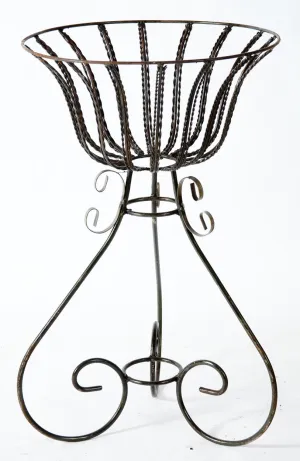 Twisted Wire Planter Iron Bowl dried flower branch  