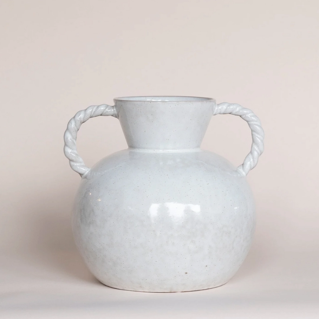 Twisted Handle Stoneware Vase