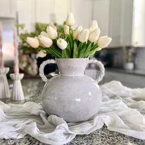Twisted Handle Stoneware Vase outdoor greenery  