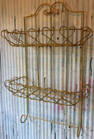 Two Tier Basket with Towel Bar dried flower branch  