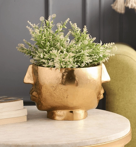 Two Face Vase Gold outdoor greenery  