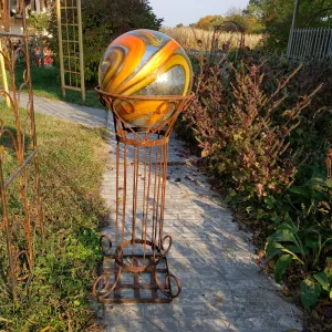Unique Gazing Ball and Stand dried flower branch  