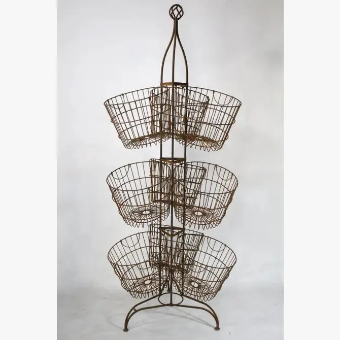 Unique Wrought Iron 9 Basket Rack with Hanger for Baskets dried flower branch  