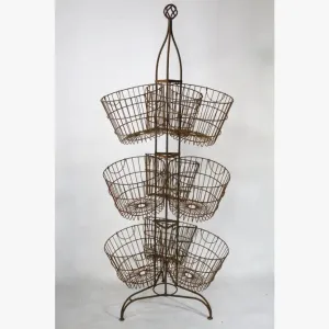 Unique Wrought Iron 9 Basket Rack with Hanger for Baskets dried flower branch  