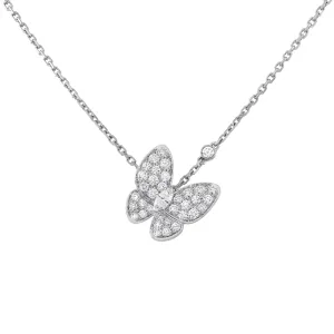 Van Cleef & Arpels 0.88ct Round and Marquise-Cut Diamond Two Butterfly Pendant