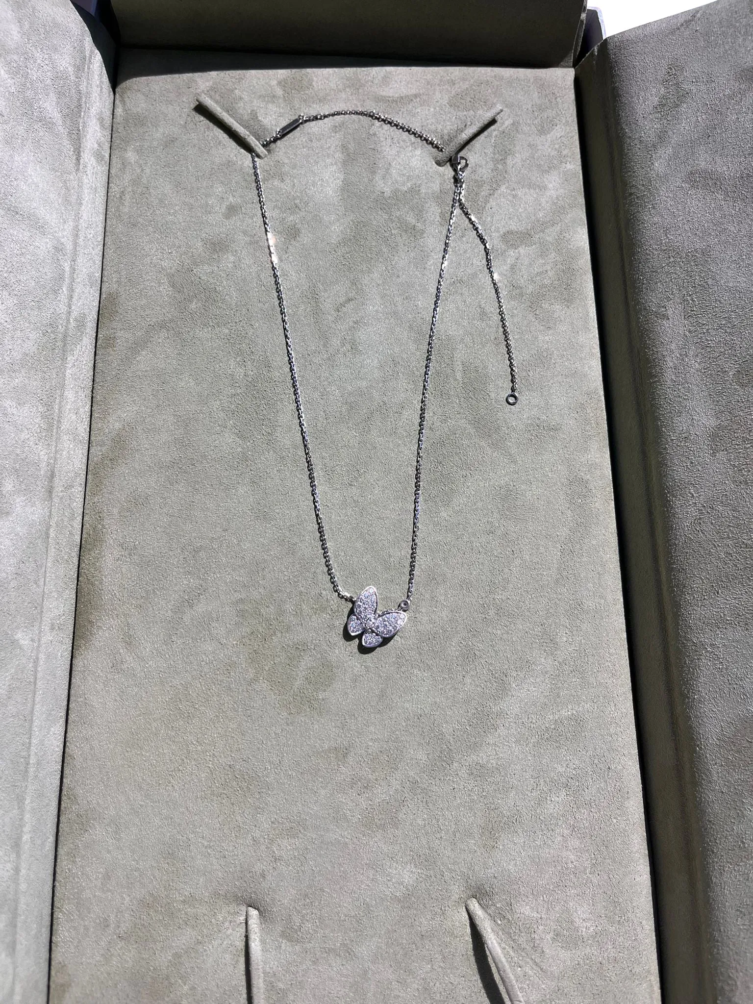 Van Cleef & Arpels 0.88ct Round and Marquise-Cut Diamond Two Butterfly Pendant