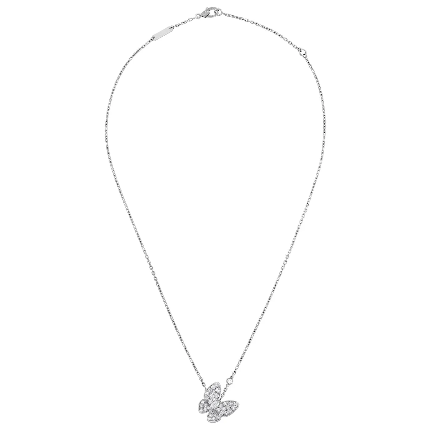 Van Cleef & Arpels 0.88ct Round and Marquise-Cut Diamond Two Butterfly Pendant