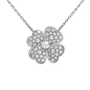 Van Cleef & Arpels 1.56ct Cosmos Medium Model Clip Pendant Necklace 18K Gold