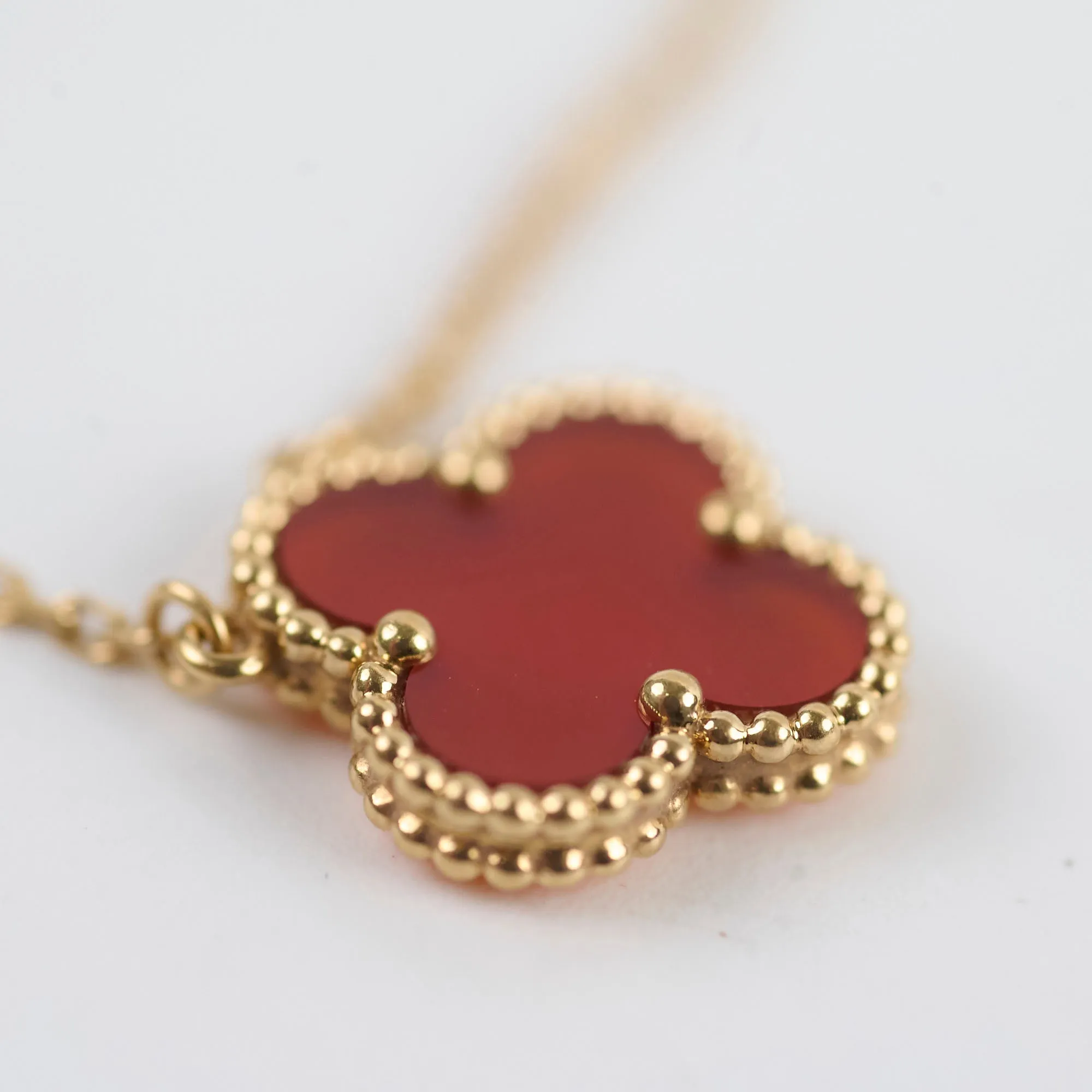 Van Cleef & Arpels 18k Yellow Gold Carnelian Necklace