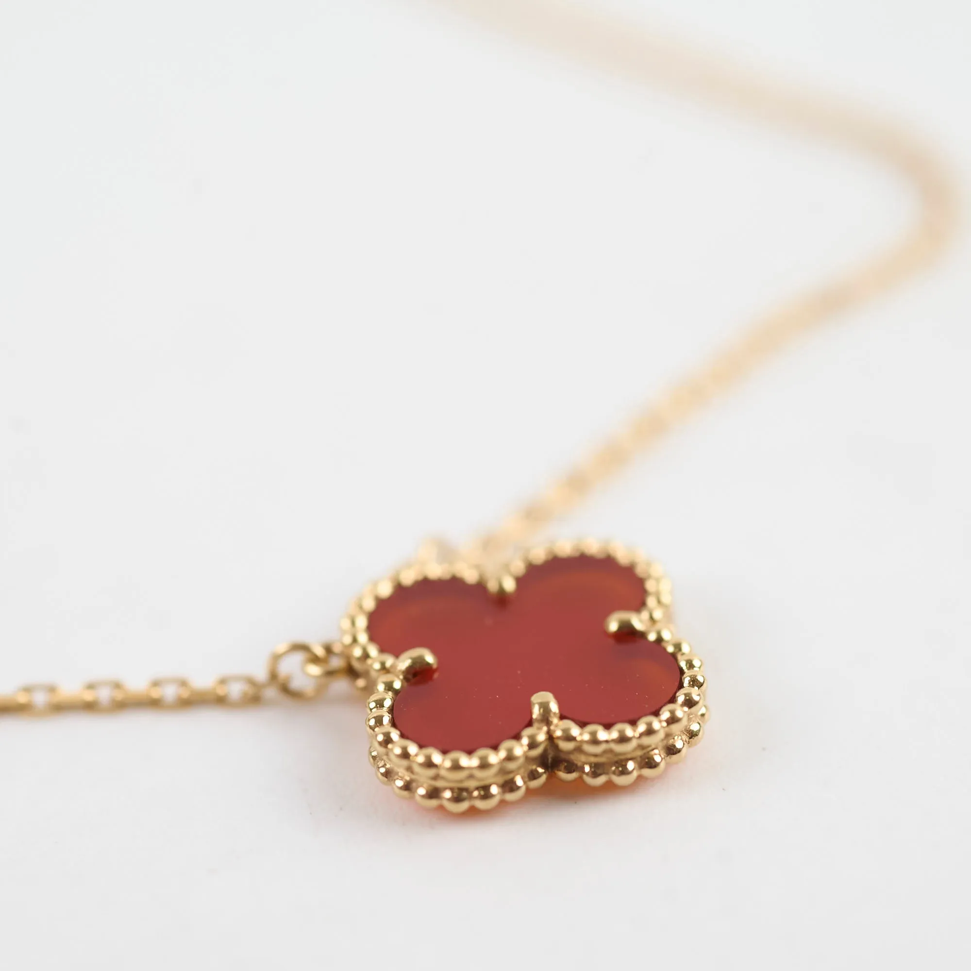 Van Cleef & Arpels 18k Yellow Gold Carnelian Necklace