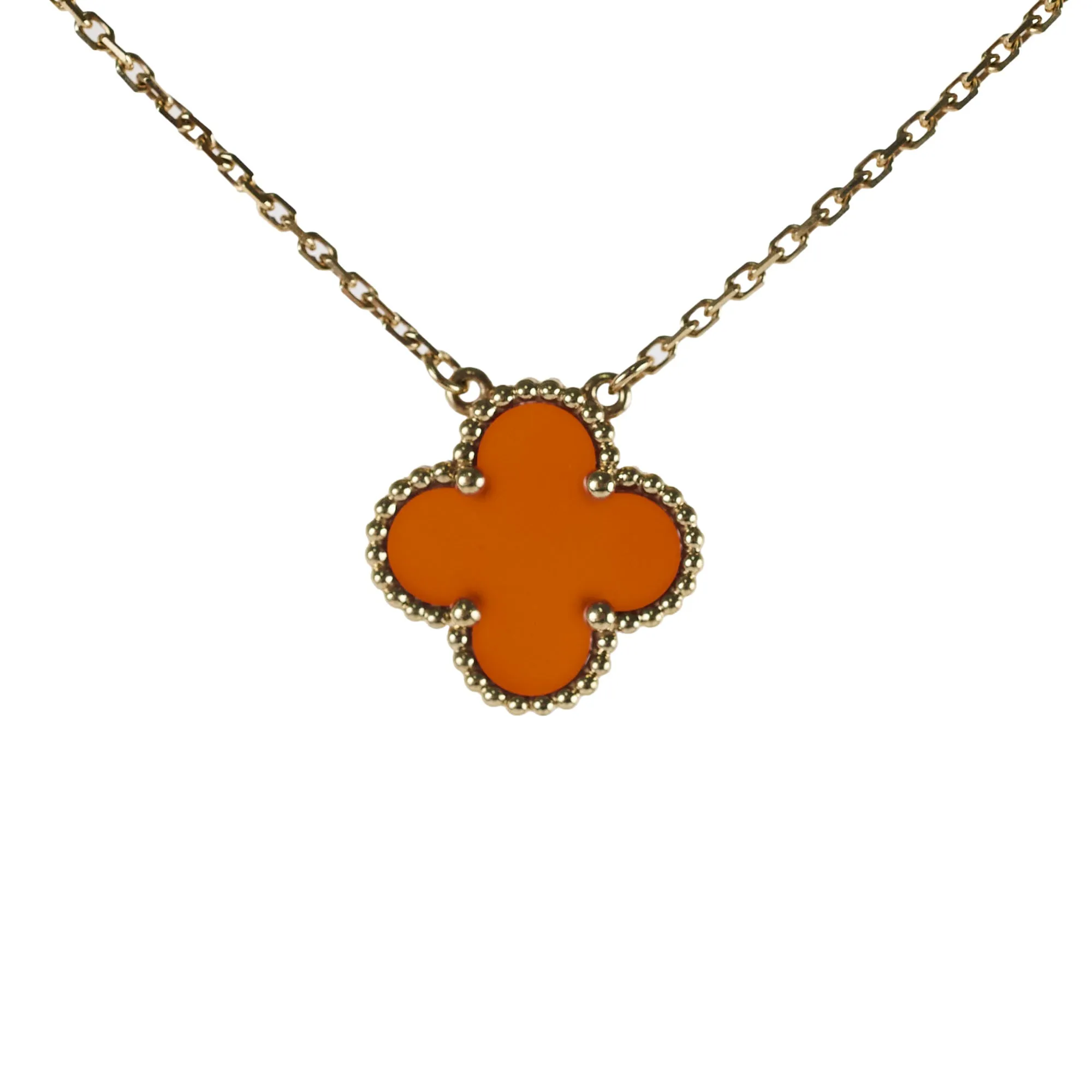 Van Cleef & Arpels 18k Yellow Gold Carnelian Necklace