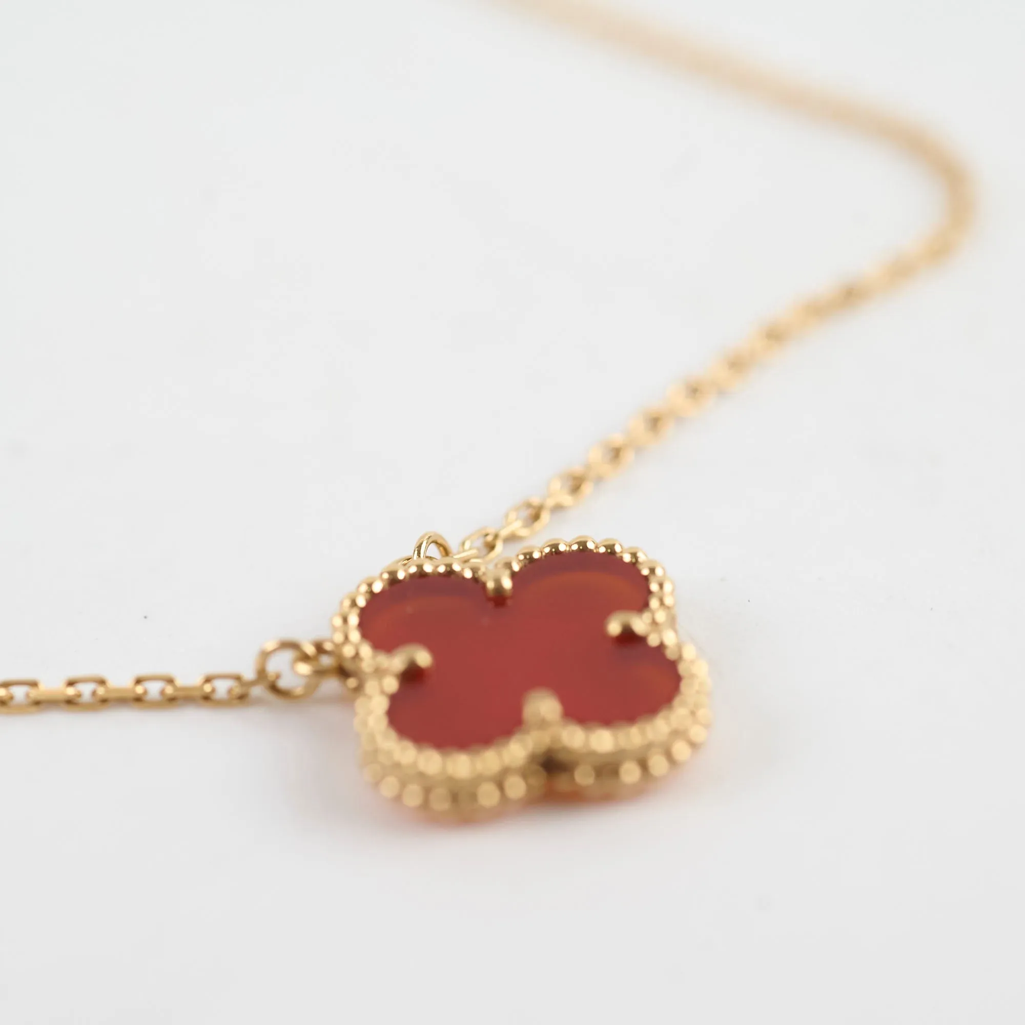 Van Cleef & Arpels 18k Yellow Gold Carnelian Necklace