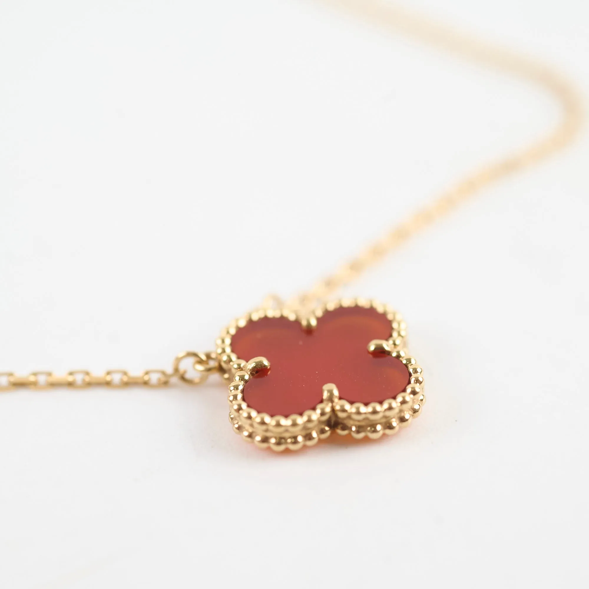 Van Cleef & Arpels 18k Yellow Gold Carnelian Necklace