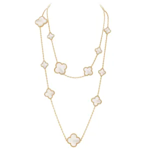 Van Cleef & Arpels Magic Alhambra Mother of Pearl Long Necklace 18K Yellow Gold