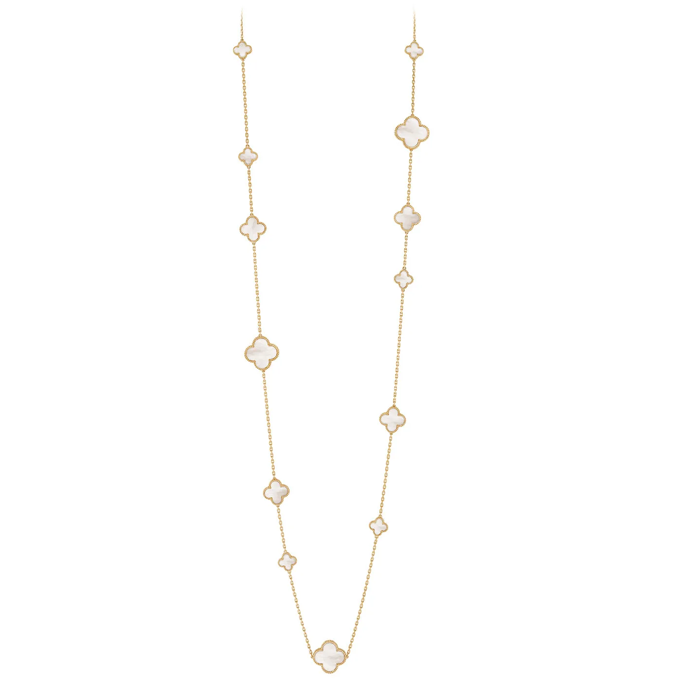 Van Cleef & Arpels Magic Alhambra Mother of Pearl Long Necklace 18K Yellow Gold