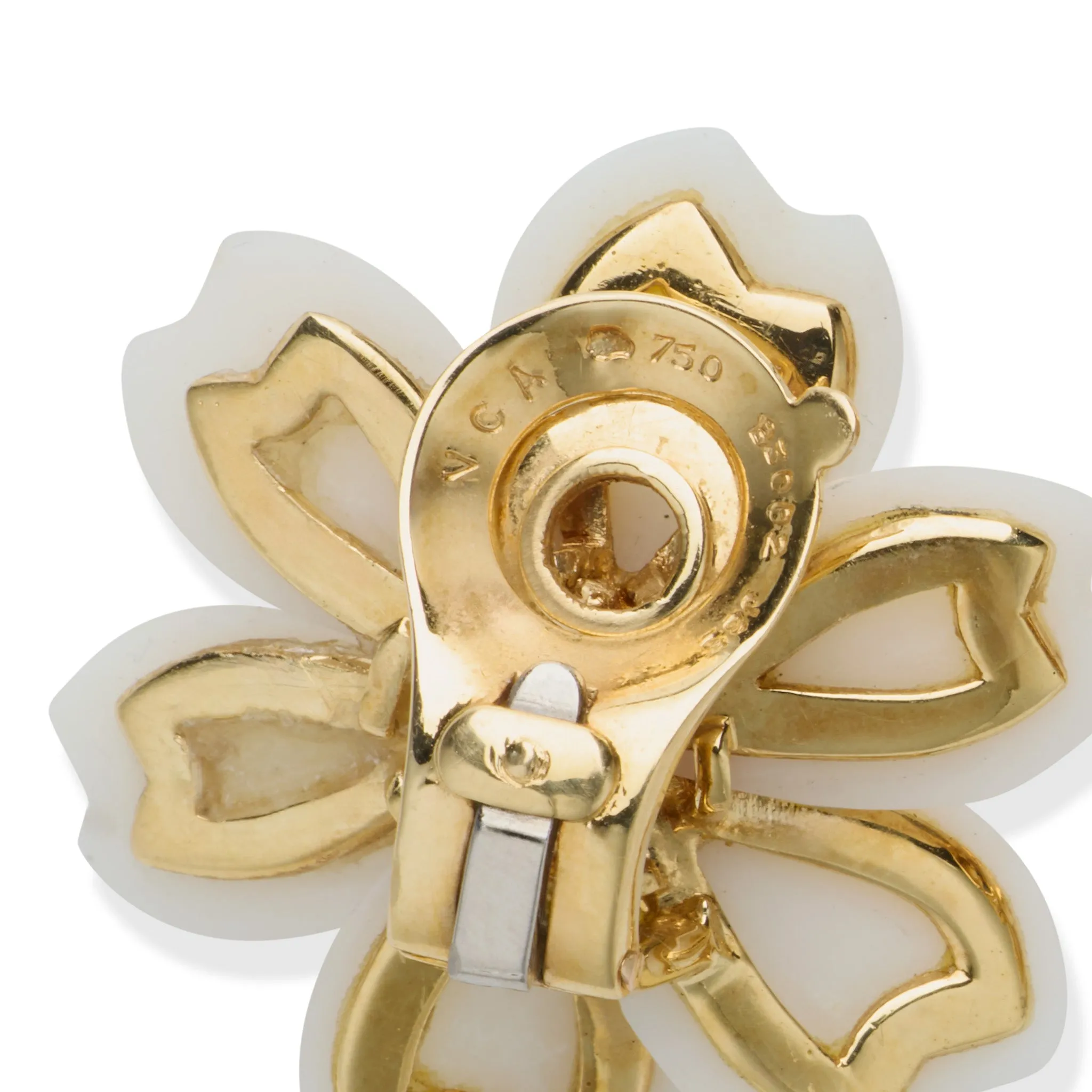 Van Cleef & Arpels "Rose de Nol" White Coral Clip Earrings