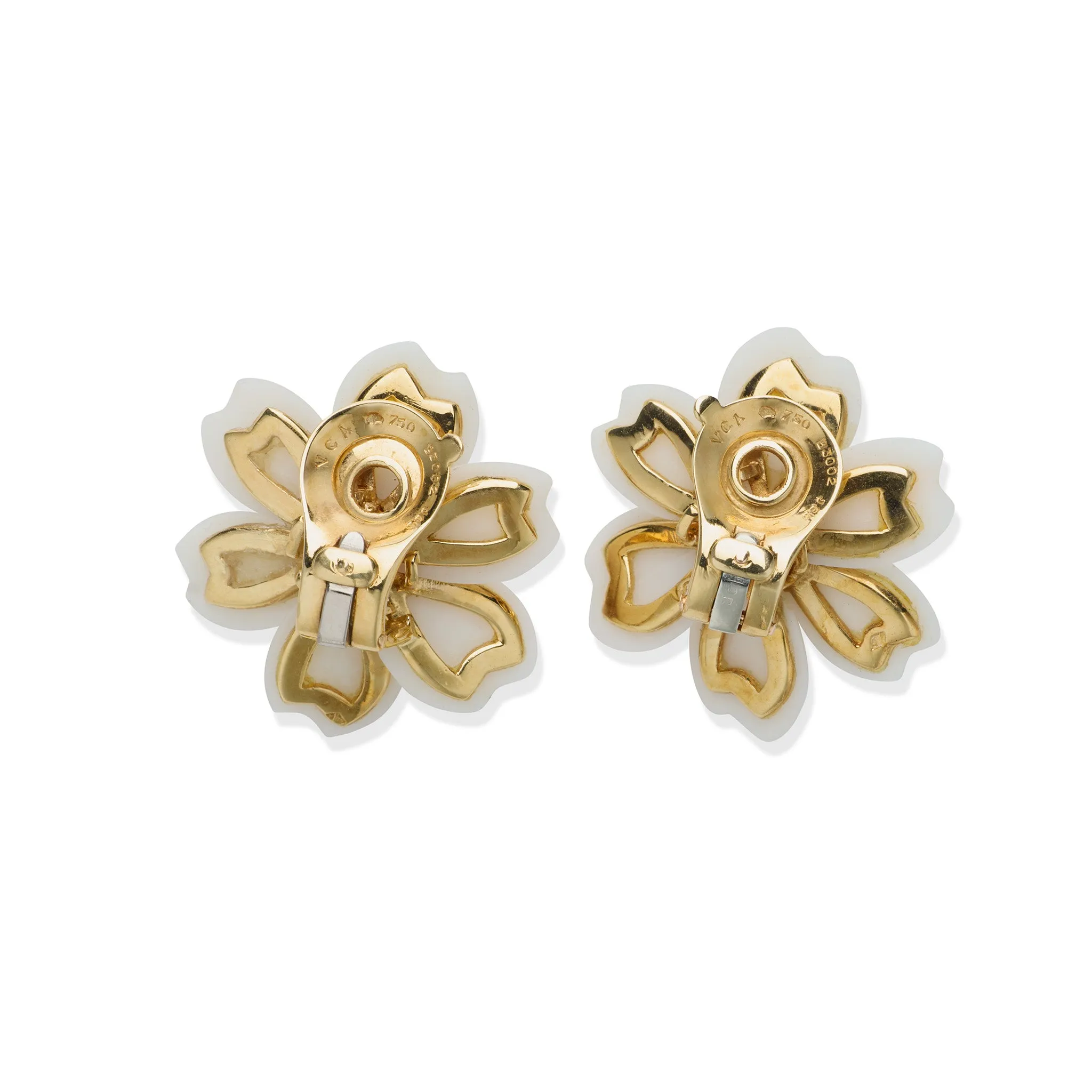 Van Cleef & Arpels "Rose de Nol" White Coral Clip Earrings