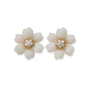 Van Cleef & Arpels "Rose de Nol" White Coral Clip Earrings
