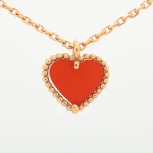 Van Cleef & Arpels Sweet Alhambra Hearts Carnelian Necklace