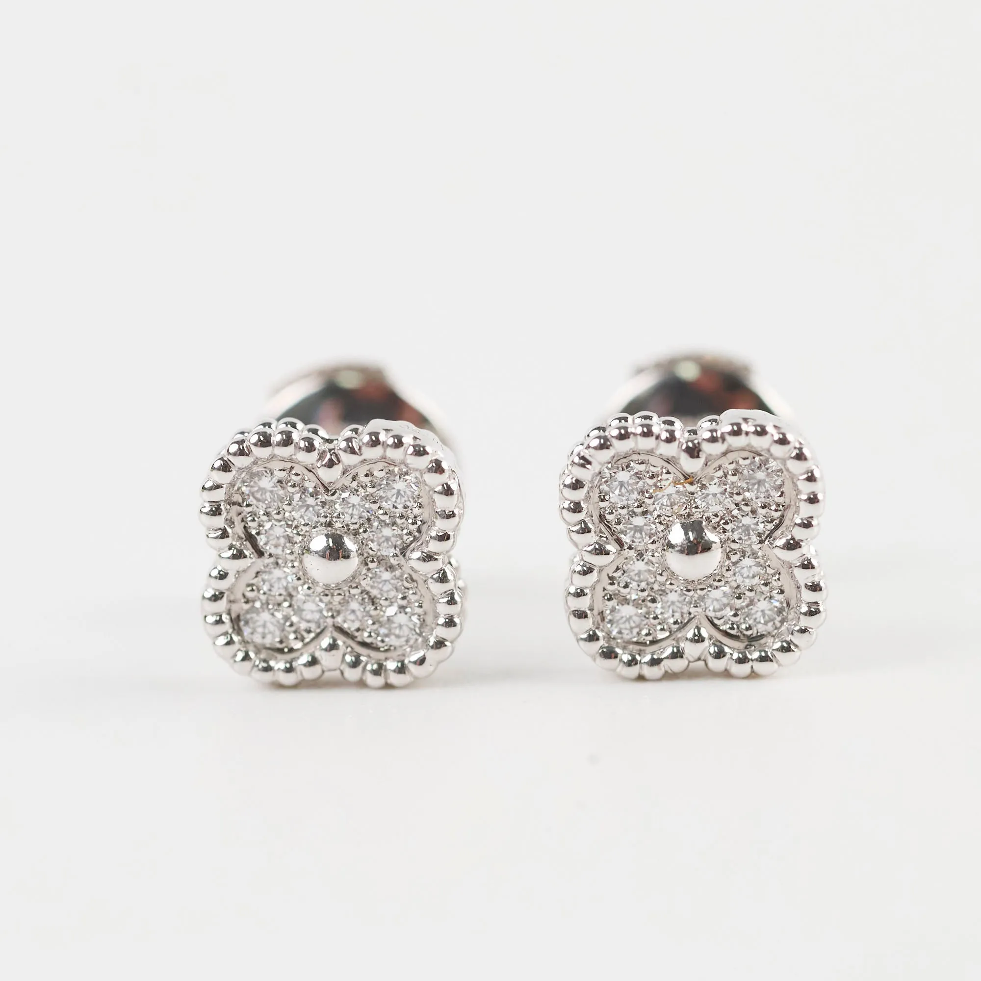 Van Cleef & Arpels Sweet Alhambra White Gold Diamond Earrings