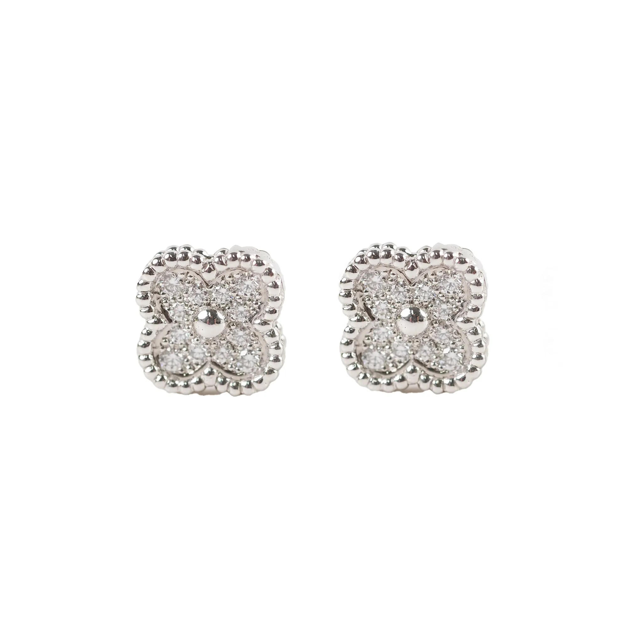 Van Cleef & Arpels Sweet Alhambra White Gold Diamond Earrings