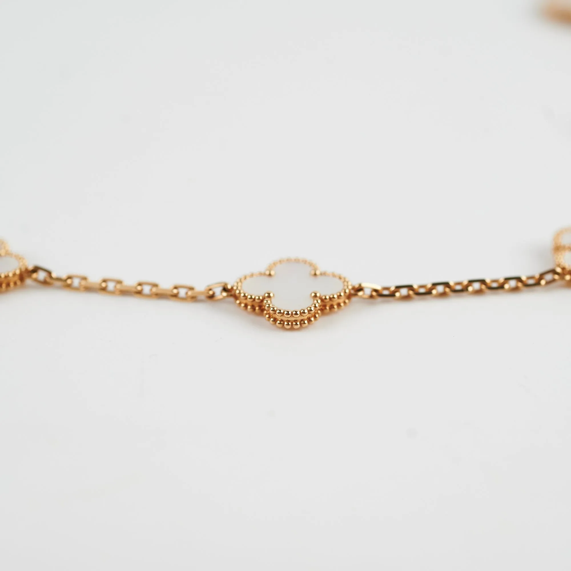 Van Cleef & Arpels Vintage Alhambra 10 Motif White Mother Of Pearl Necklace