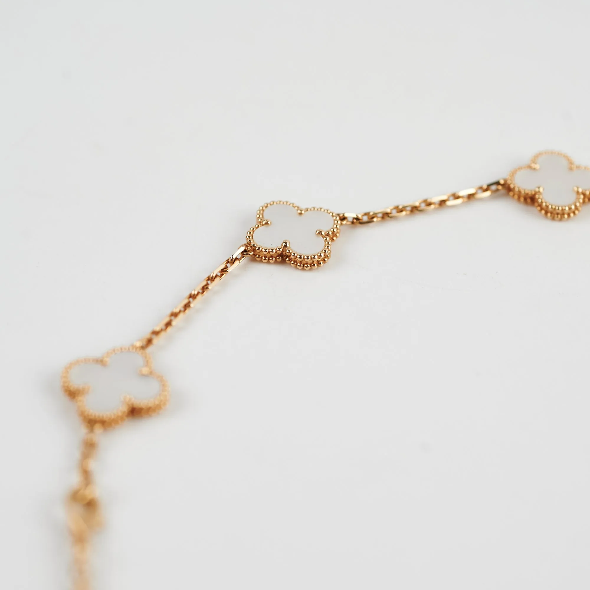 Van Cleef & Arpels Vintage Alhambra 10 Motif White Mother Of Pearl Necklace